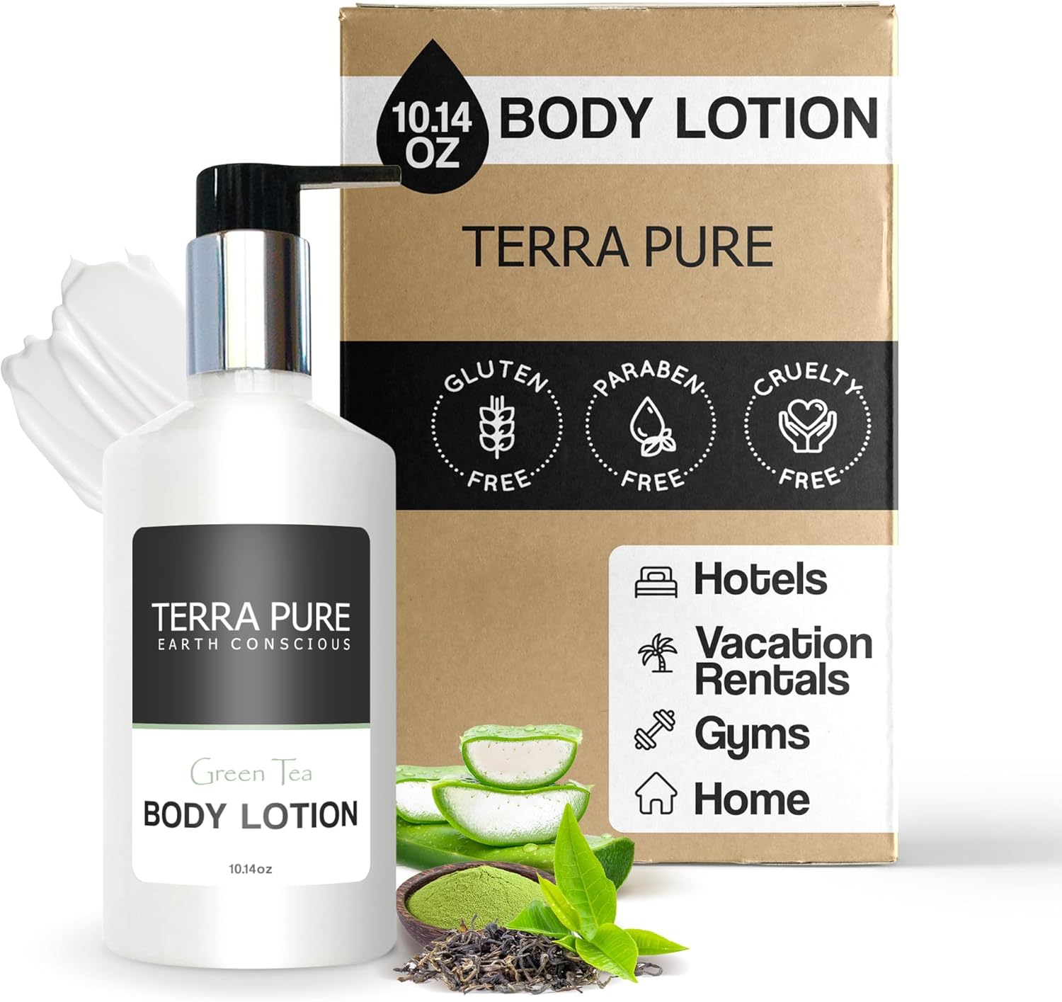 Terra Pure Green Tea Lotion, 10.14 oz. With Organic Honey And Aloe Vera (Single)