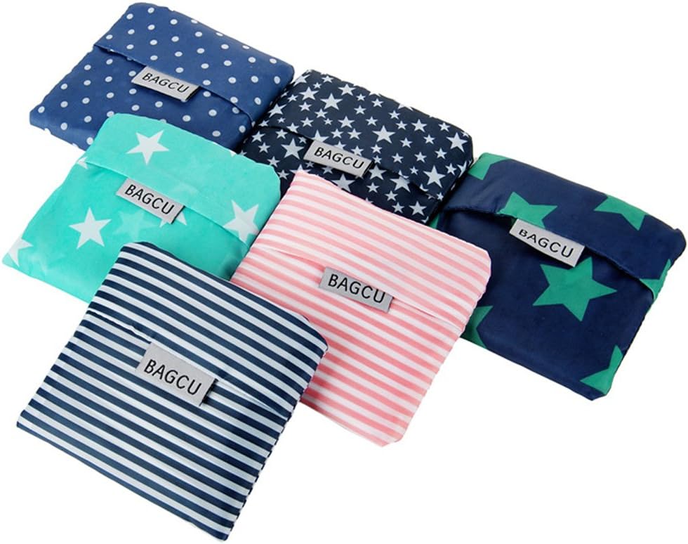 Comfysail 6 Pack Foldable Shopping Bag Portable Reusable Grocery Bags Handy Travel Bags for Household Outdoors