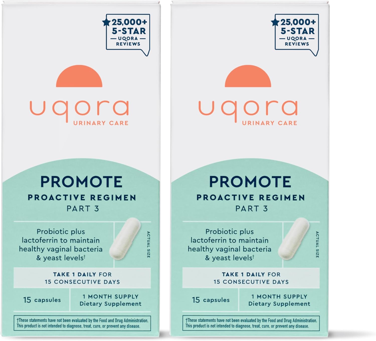 Uqora Promote - Support Vaginal Health* - Probiotic for Women with Lactoferrin, Lactobacillus Acidophilus & Lacticaseibacillus Rhamnosus - Vaginal Probiotics - Gluten-Free - 30 Capsules (2 Pack)
