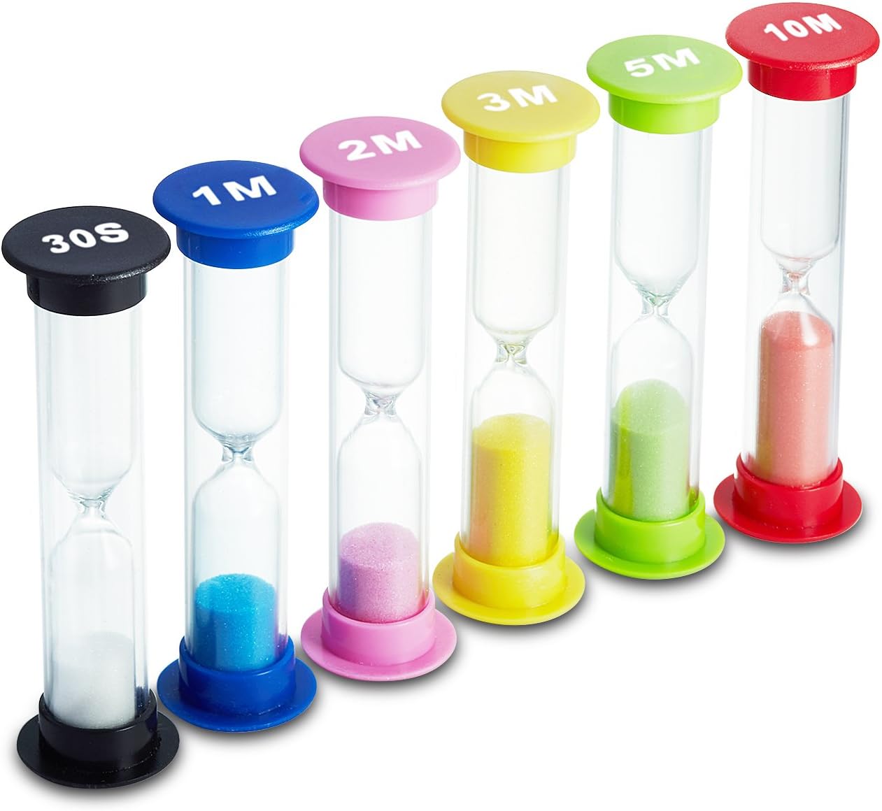 Comsmart Sand Timer 6 Colors Hourglass Sandglass Sand Clock Timer 30sec / 1min / 2mins / 3mins / 5mins / 10mins (Pack of 6)