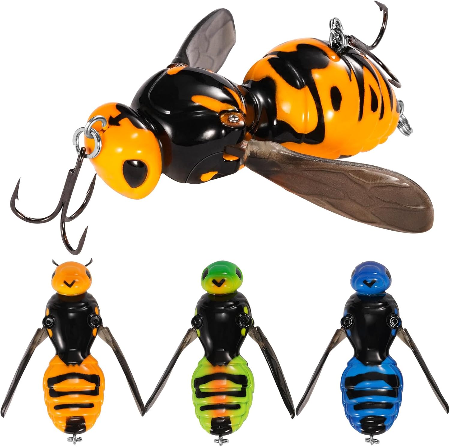 Fishing Lures, 3-Piece Topwater Lures for Bass, Walleye, and Pike, 2025 New Wasp-Style Top Water Crawler for Freshwater & Saltwater Fishing, 2.6in, 15g