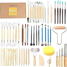 LAMPTOP 61Pcs Pottery Ceramic Tools & Polymer Clay Sculpting Tools Set for Pottery Modeling Clay Tools and Carving, Air Dry Clay Tools