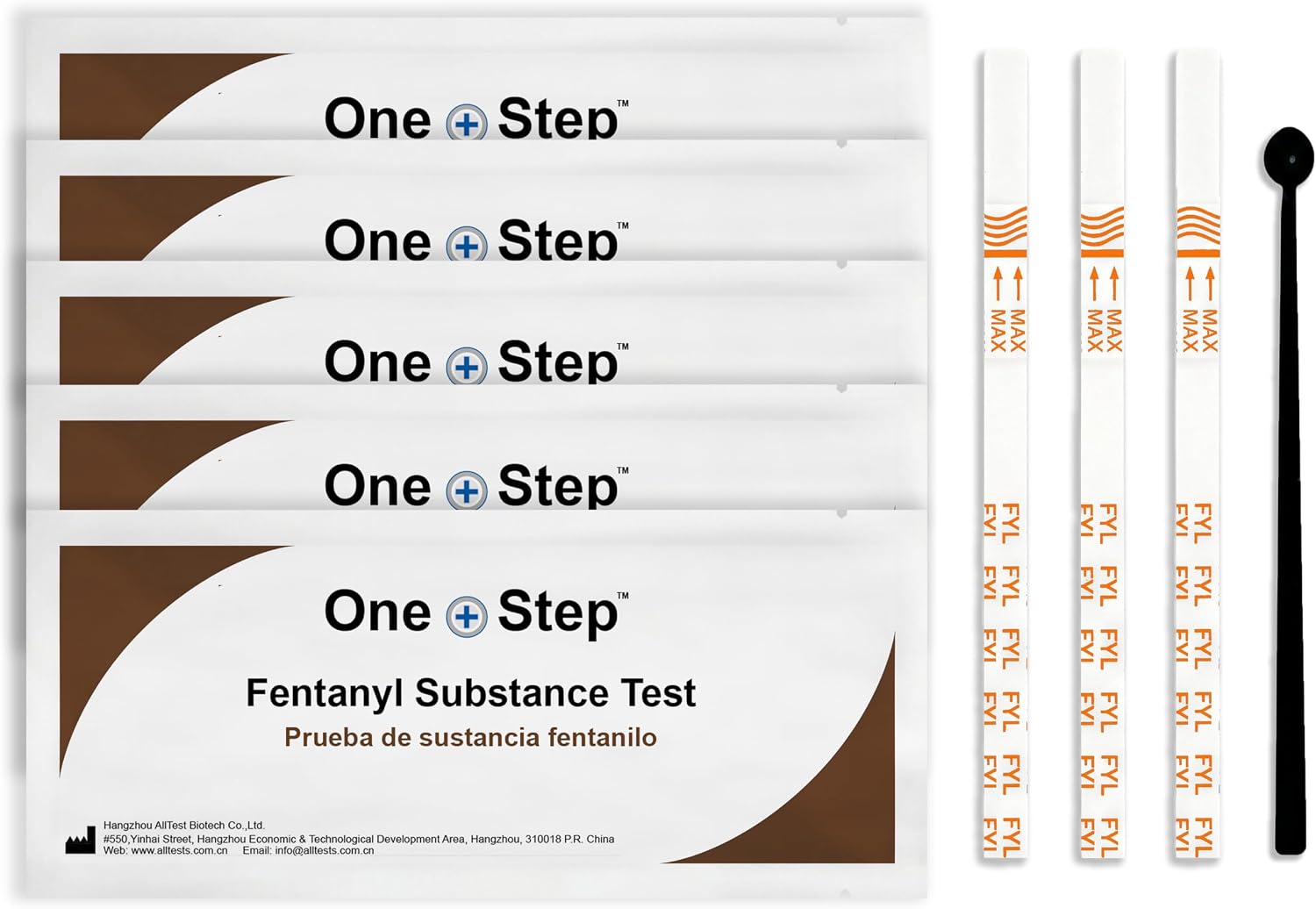 One Step Fentanyl Test Strips (5 Pack) – Fast & 99% Accurate Harm Reduction Testing Kit – Easy to Use Testing for Powders, Liquid and Other Substances – Extremely Low Cut Off 1 ng/mL