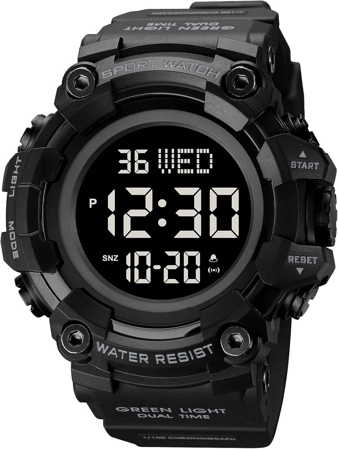 XCZAP Men's Digital Sports Watch Waterproof LED Backlight Chronograph Stopwatch Alarm Military Multifunction Wristwatch for Students Teens