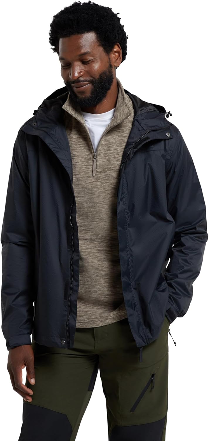 Mountain Warehouse Torrent Mens Waterproof Rain Jacket - Waterproof & Lightweight Raincoat with Taped Seams, Zipped Pockets - For Spring Summer Travelling & Outdoors