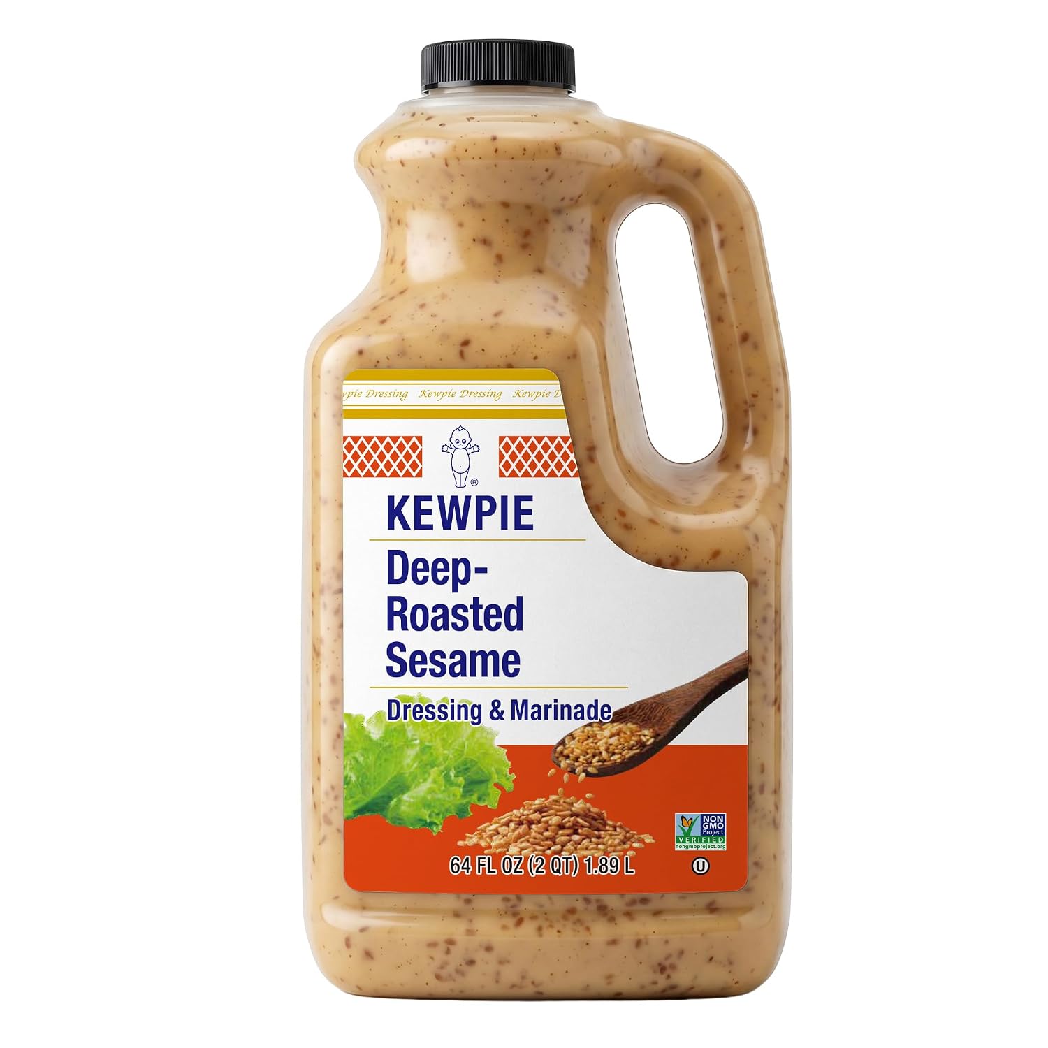 Kewpie Deep Roasted Sesame Dressing, 64 oz | Bulk creamy deep-roasted sesame dressing, Japanese style, great for foodservice, salads and marinades