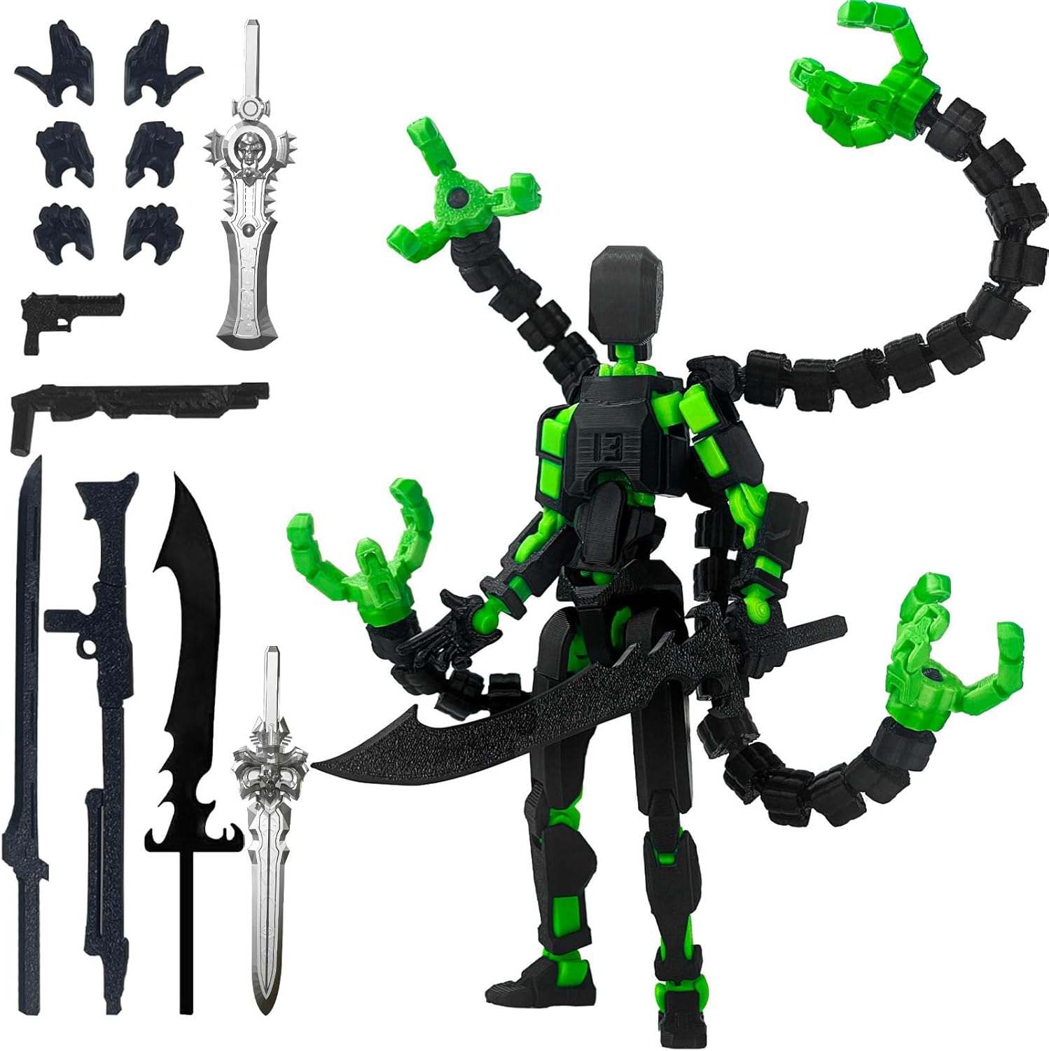 Assembly Completed T13 Action Figure 3D Printed Multi-Jointed Movable T13 Nova 13 Robot 13 Action Figure Desktop Decorations for Game Lovers