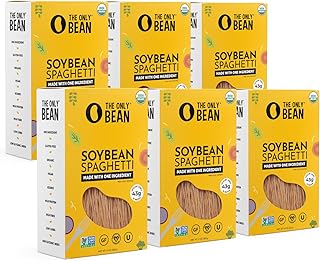 The Only Bean - Organic Soy Bean Spaghetti Pasta - High Protein, Keto Friendly, Gluten-Free, Vegan, Non-GMO, Kosher, Low Carb, Plant-Based Bean Noodles - 8 oz (6 Pack)