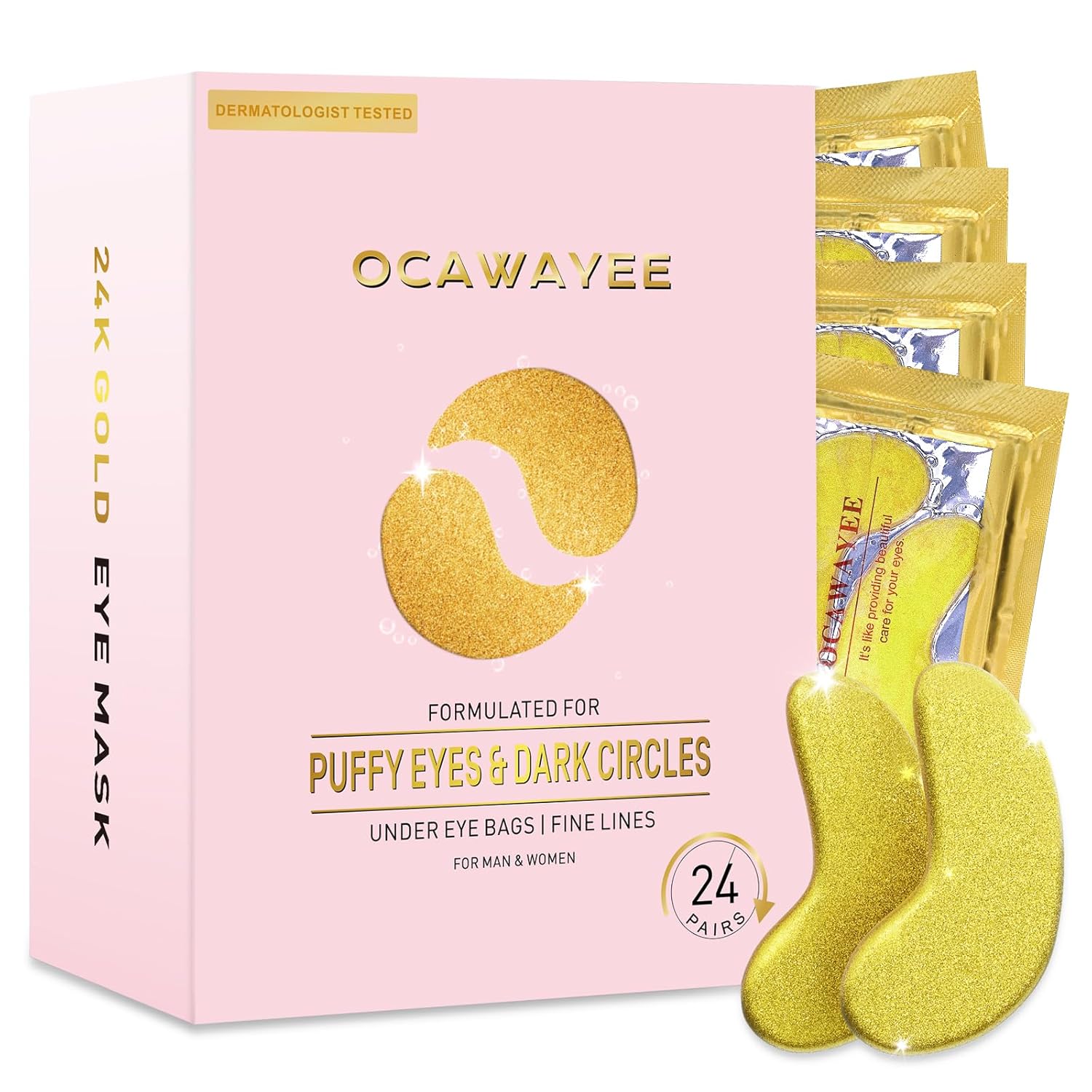 Under Eye Patches for Women - Under Eye Masks with Abundant Collagen for Beauty & Personal Care - Smooths Fine Lines & wrinkles/Delays Aging/Reduces Dark Circles & Eye Bags & Puffy Eyes (24 Pairs)