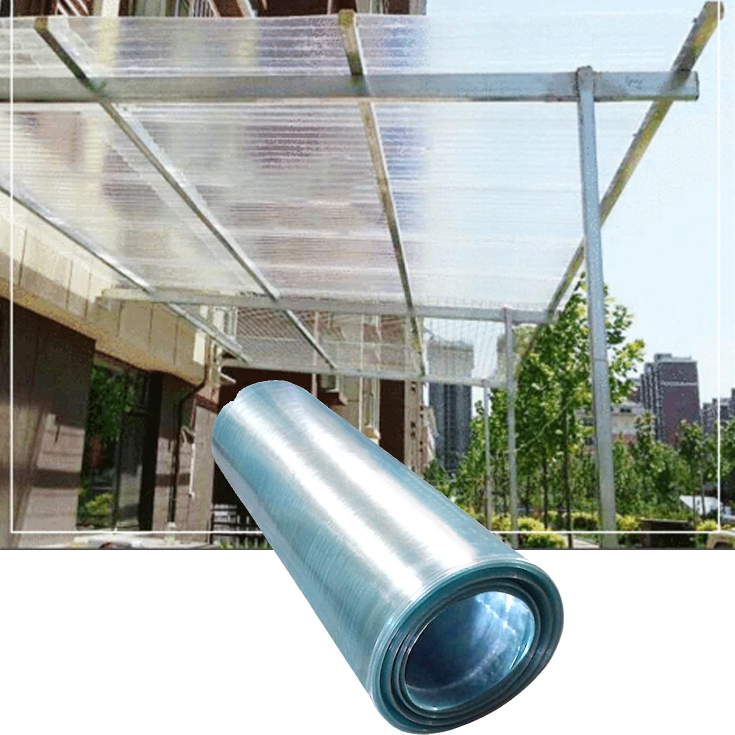 Polycarbonate Sheets Poly Plastic Roof Panel,Greenhouse Sheets,Replacement Shed Panel,UV Protection Rainproof Roof Cover,for Greenhouse Canopy Carport Cold,Easy to Cut (WxL:24x394in)