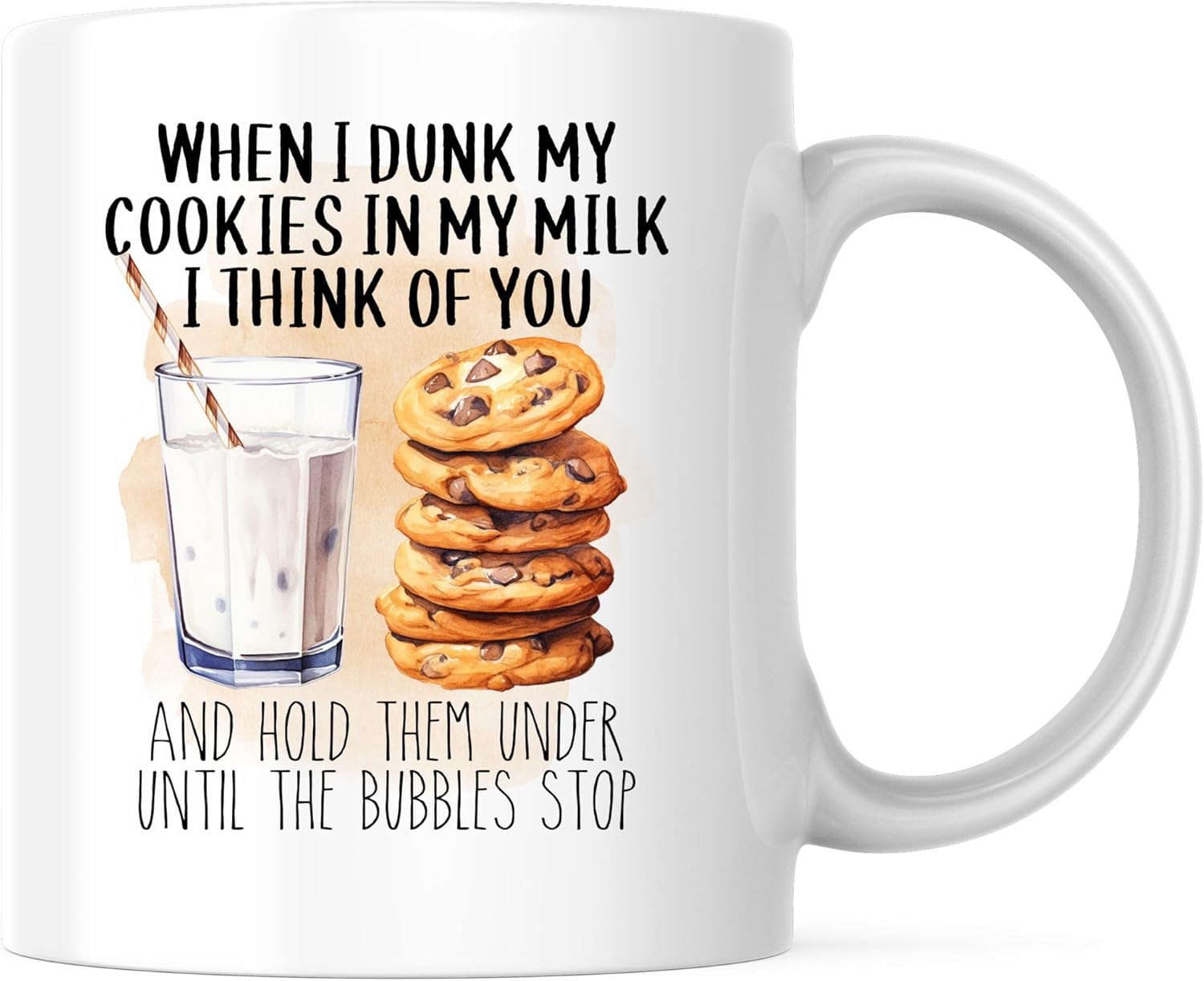 Bliss Monkey Co. When I Dunk My Cookies In My Milk I Think Of You Coffee Mug - Funny Sarcastic Coffee Cup - Gift for Boyfriend Girlfriend 11 Ounce Coffee Mug - Premium Quality Ceramic - BMCM00381