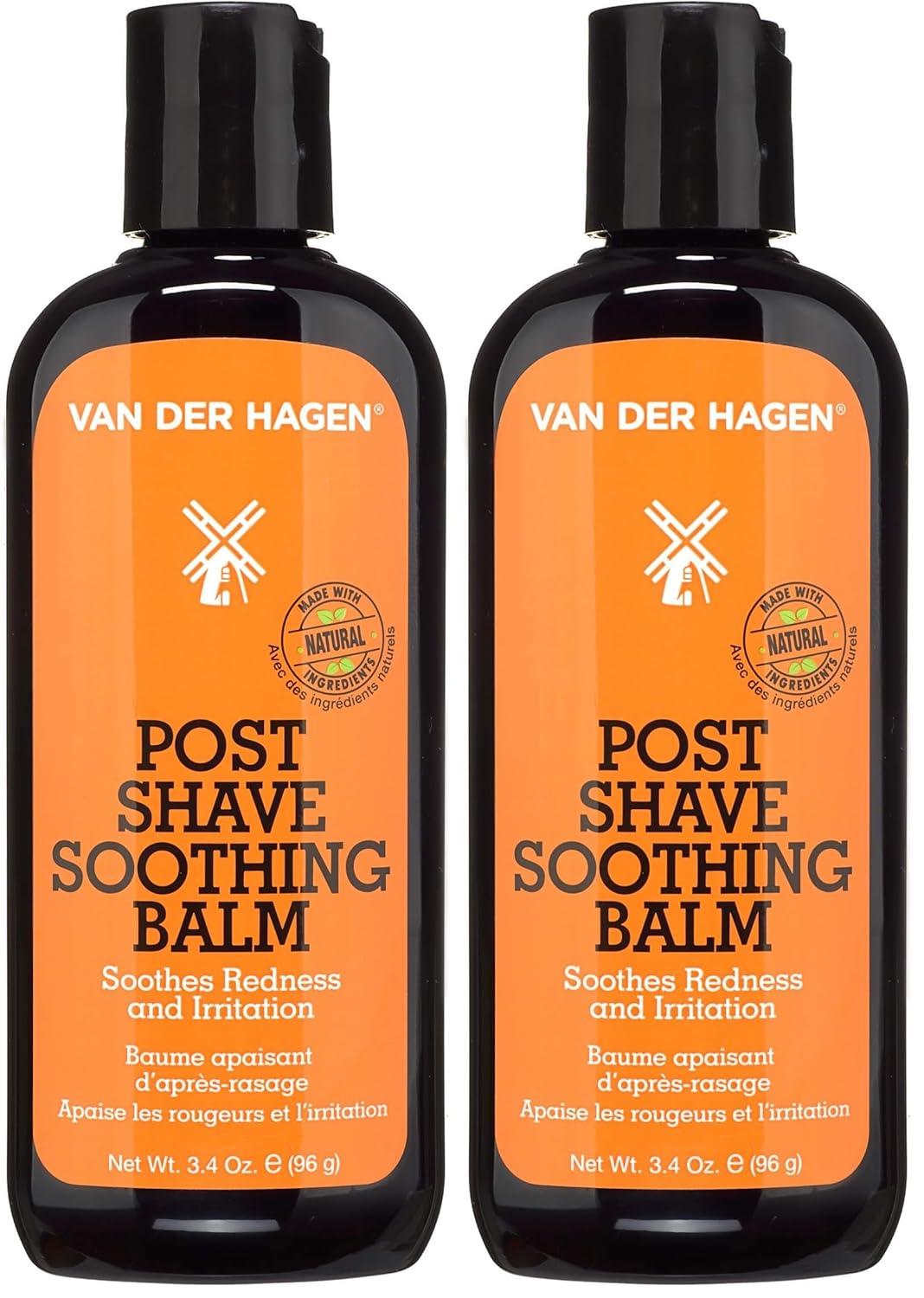 Van Der Hagen Post Shave Soothing Balm - Natural Ingredients for Soothing and Moisturizing Post Shave Finish, Unscented, 3.4 oz (Pack of 2)
