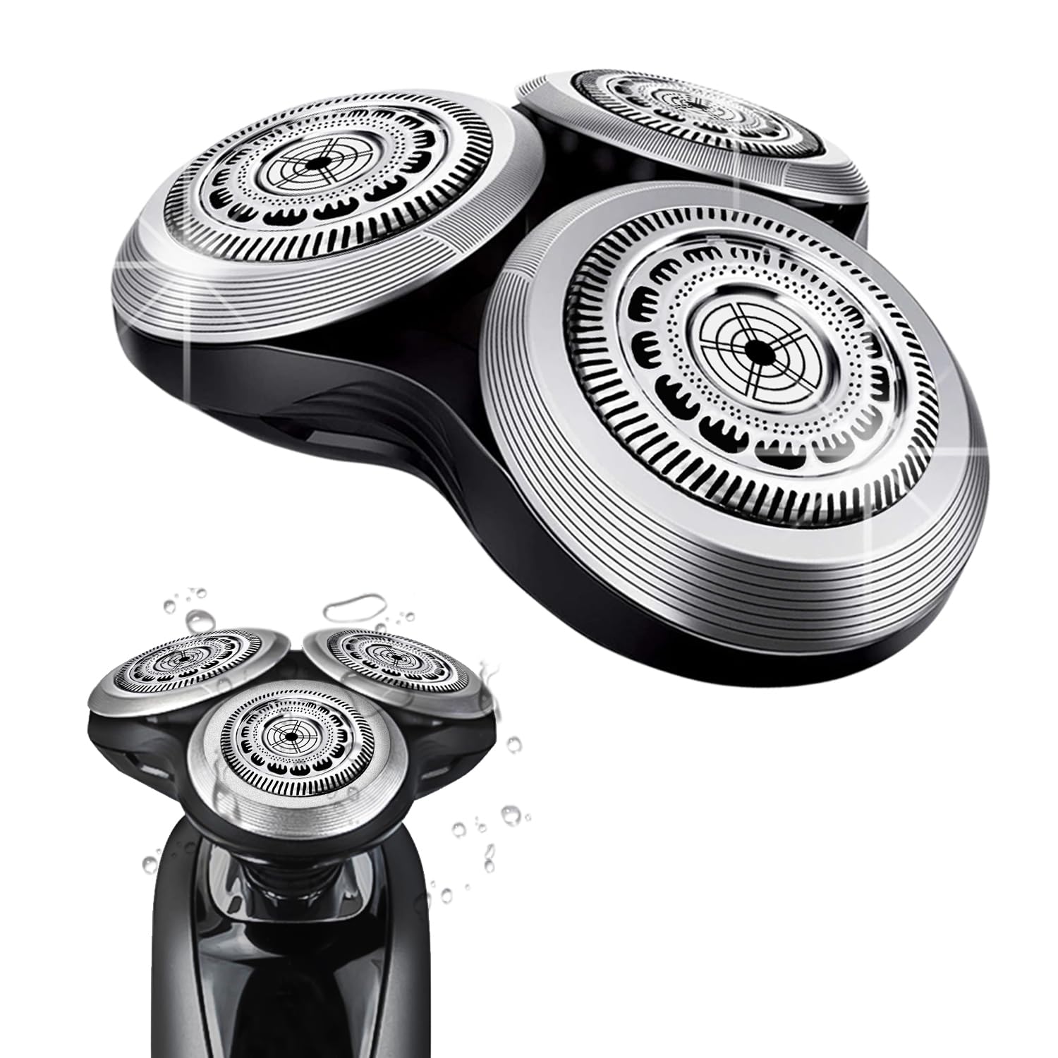 SH90 Replacement Rotary Heads for Philips Norelco Shavers Series 9000, New Version of Metal Wheel Buckle and Upgrade Double-Layer Precision Blades