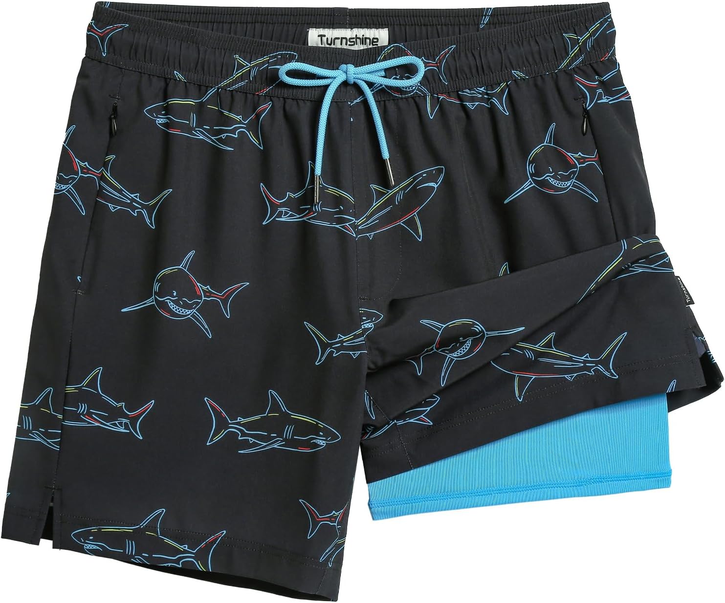 Mens Swim Trunks with Compression Liner Stretch 7" Bathing Suit Beach Shorts