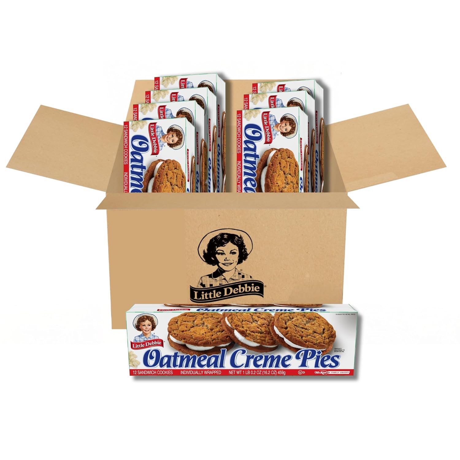 Little Debbie Oatmeal Creme Pies, 96 Individually Wrapped Sandwich Cookies (8 Boxes)