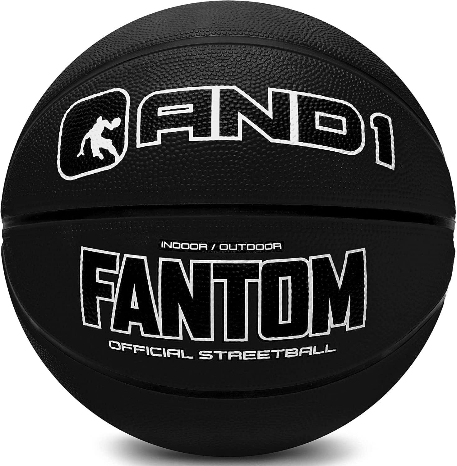 AND1 Fantom Rubber Basketball: Official Regulation Size 7 (29.5 inches) Rubber Basketball - Deep Channel Construction Streetball, Made for Indoor Outdoor Basketball Games