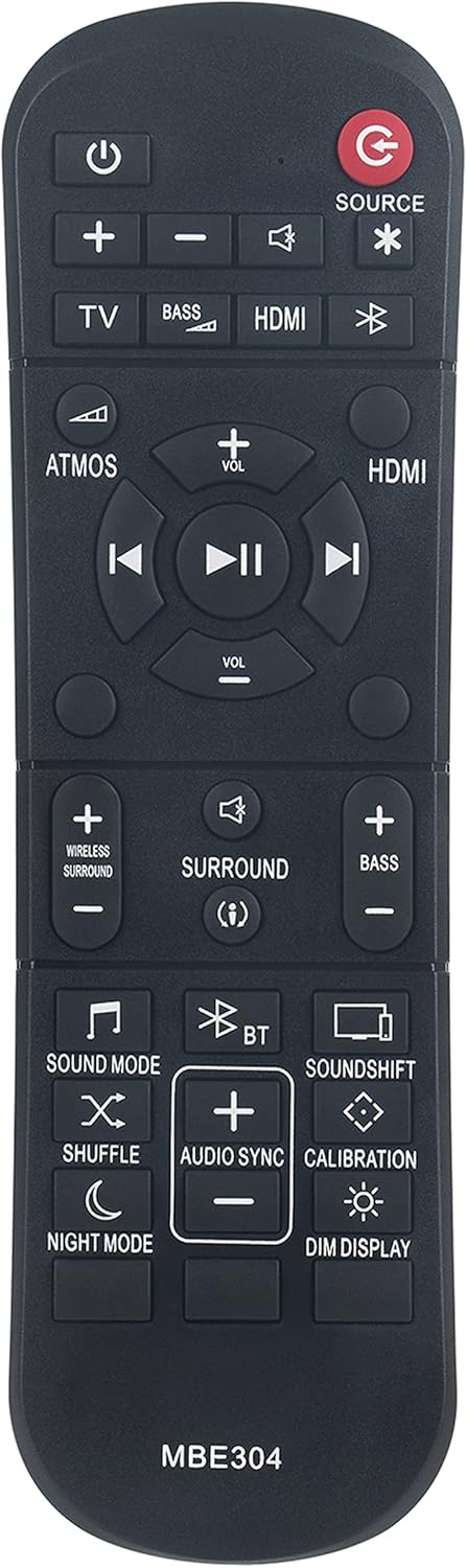 Replaced Remote Control fit for JBL Bar 2.0 All-in-One Soundbar, BAR 2.1 Sound Bar, Bar 2.1 Deep Bass Soundbar, BAR 3.1 Sound Bar, Bar 5.0 Multibeam Soundbar, BAR 5.1 Surround Soundbar with Subwoofer