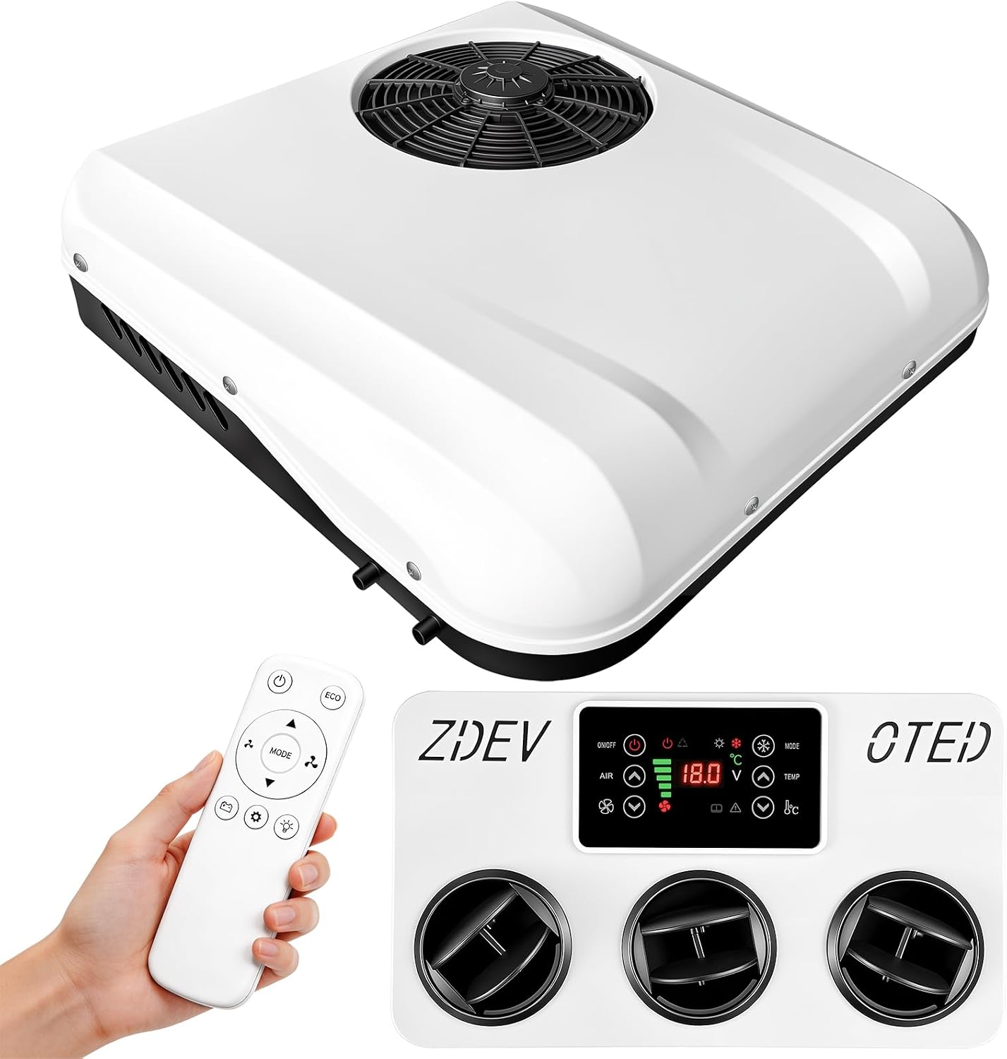 24V RV Rooftop Air Conditioner, Heat Cool Ductless AC for Camper RVs Trucks