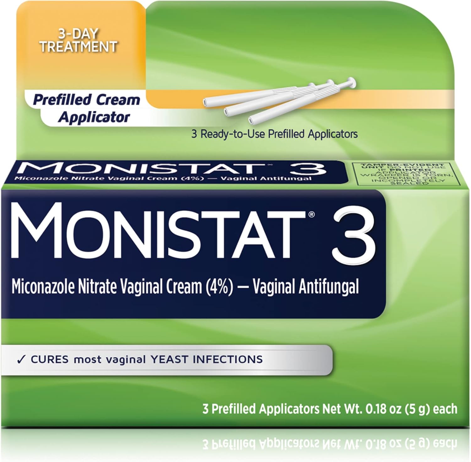Monistat 3 Day Yeast Infection Treatment for Women, 3 Miconazole Pre-Filled Cream Applicators, 1 Pack