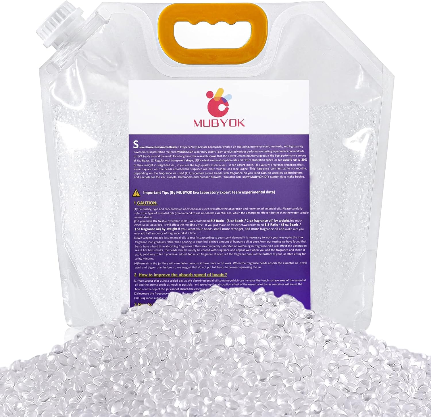 MUBYOK 5lb Premium Unscented Aroma Beads for DIY Car Freshies Eva Beads Bulk Supplies