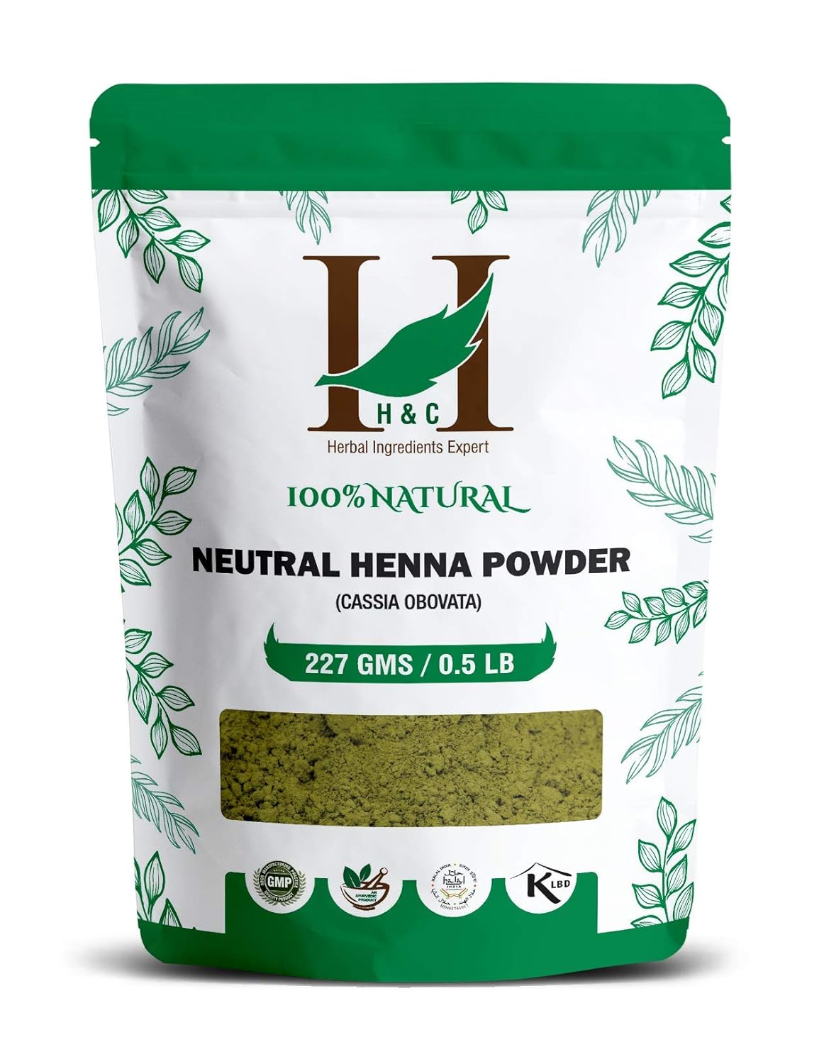 H&C 100% Pure Neutral Henna Powder/Colorless Henna/Senna Powder/Cassia Obovata (227g / (1/2 lb) / 8 ounces) For conditioning your hair without coloring.