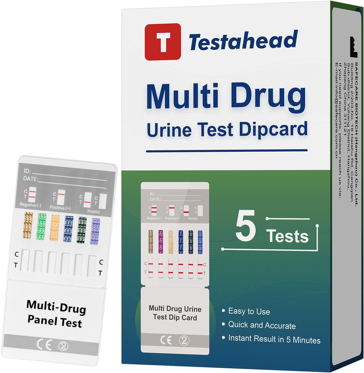 Drug Test Kit 5 Pack, Home Drug Tests, 6 Panel Drug Test Urine, Tests for Marijuana (THC),COC,OPI 2000,AMP,BZO,MET