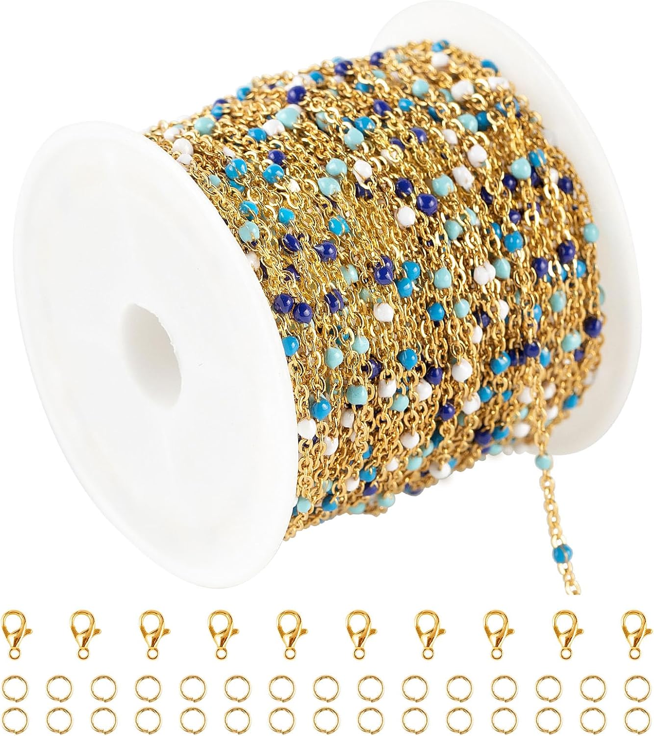 UMAOKANG 33 Feet Gold Chains for Jewelry Making Stainless Steel Cable Chain