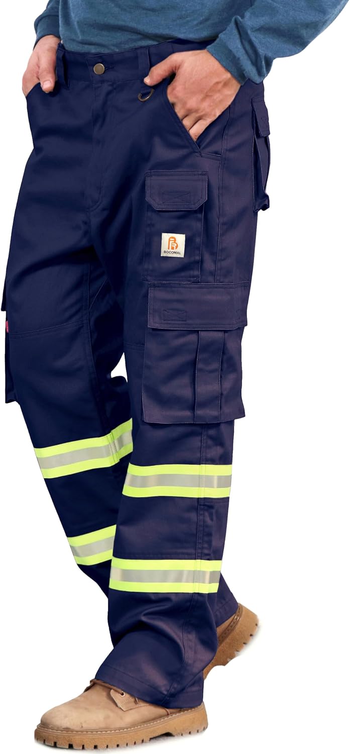 BOCOMAL FR Cargo Pants Hi-Vis Reflective Midweight Water/Stain Resistant