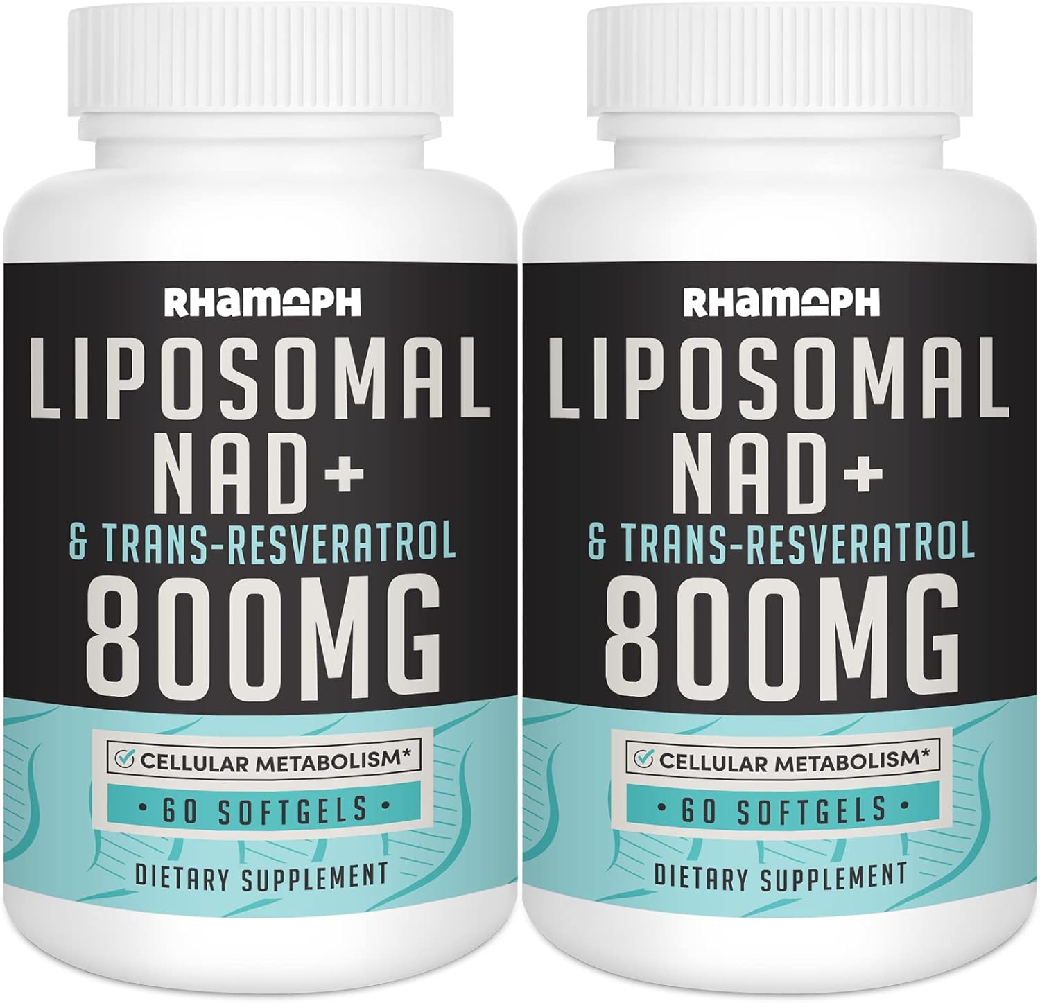 Liposomal NAD+ 800 mg with Trans-Resveratrol 300 mg, Max Absorption, Actual NAD+ Boosting Supplement for Healthy Aging, Cellular Energy, DNA Repair, Longevity - 120 Softgels