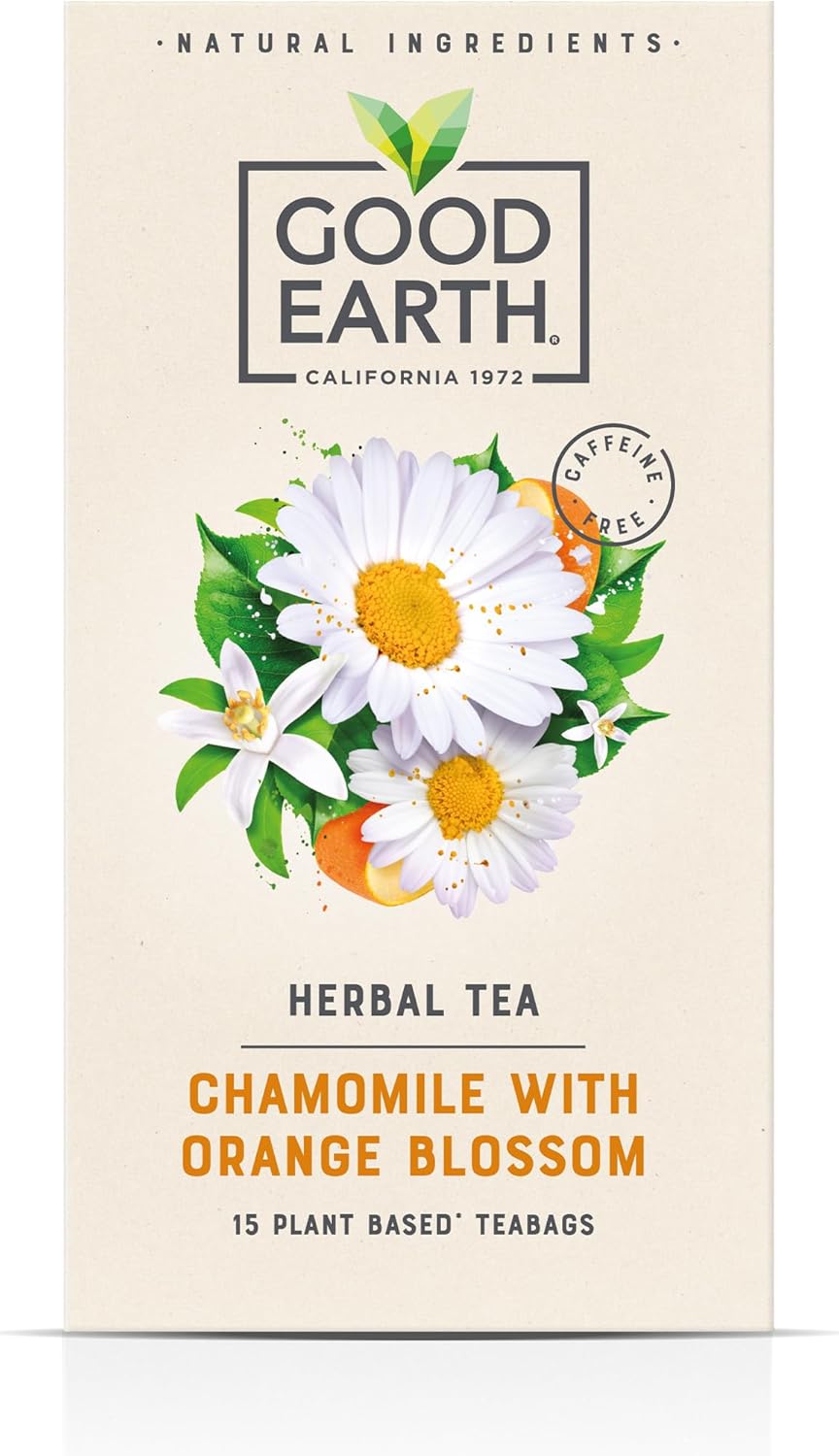 Good Earth Tea Co. Chamomile with Orange Blossom Tea Bags - Naturally Caffeine-Free Soothing Chamomile Tea Infusion with Orange Blossom - 15 Biodegradable Herbal Tea Bags