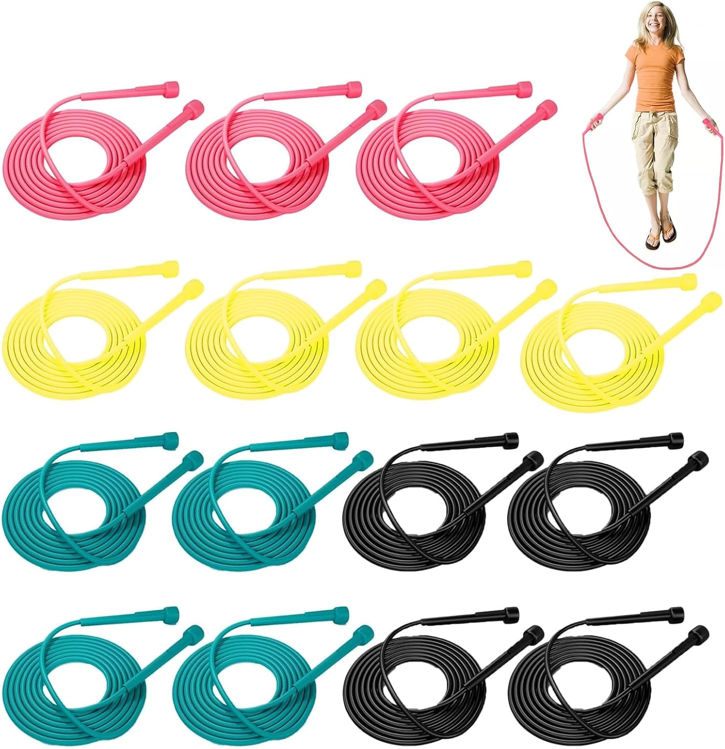 DEFIYEAR 15 PCS Skipping Ropes for Adults Kids, Adjustable Jump Ropes, Perfect Skipping-Rope for Fitness Weight Loss Fun Outdoor Activities - Skipping Rope for Schools Boxing Crossfit Family Workouts
