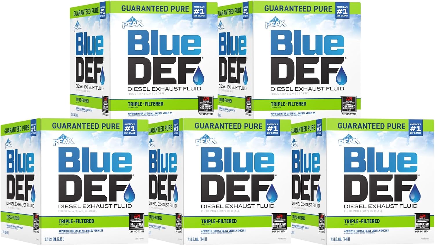 Diesel Exhaust Fluid Synthetic Urea Deionized Water 2.5 Gallon (5 Pack), Diesel Exhaust Fluid, Blue