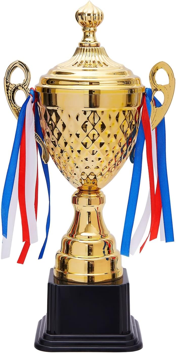 Juvale Trophy - Large Trophy Cup - Gold Trophy - SpLarge Trophy Cup - Gold Trophy for Sport Tournaments Competitions Gold 15.2 x 7.5 x 3.7 Inchesort Trophy Gold 15.2 Inches in Height