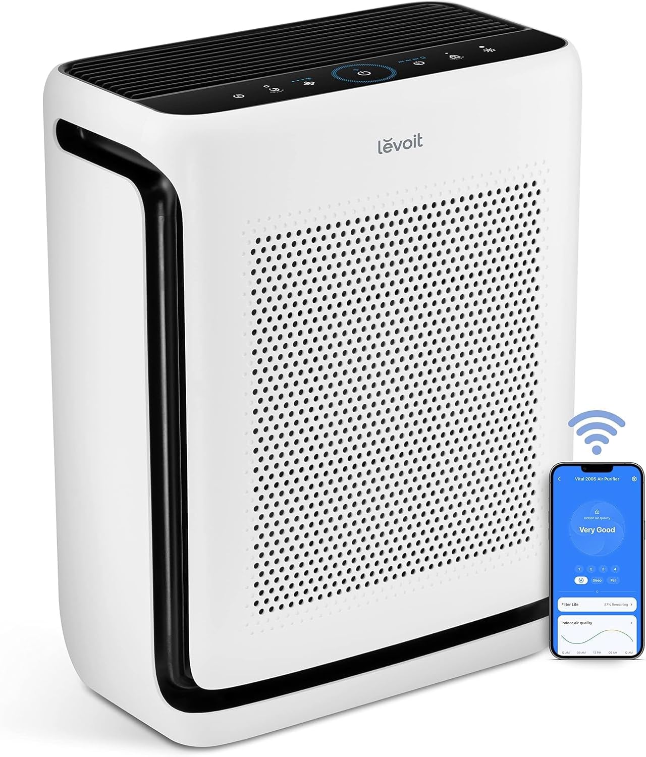 LEVOIT Smart Air Purifier for Home Large Room up to 1875 ft Vital 200S-P | For Quiet Bedroom at 27dB, AHAM VERIFIDE, Air Quality Monitor, HEPA Sleep Mode for Allergies, Pet Hair and dander, White