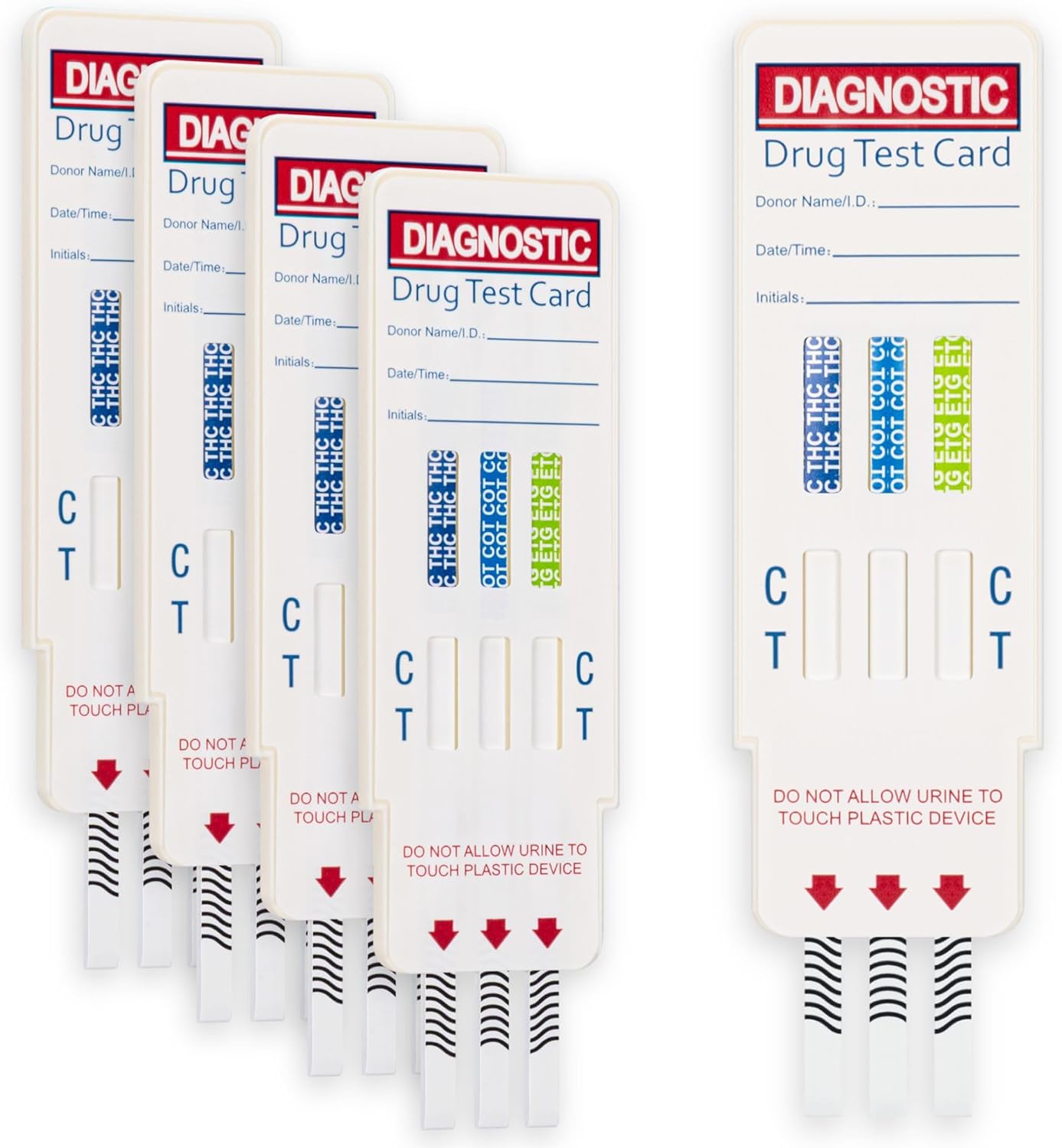 5 x Cannabis - Alcohol - Nicotine Urine Test Kit | Ultra-Sensitive Urine Drug Test for Marijuana, Cotinine (Nicotine) and EtG (Alcohol)