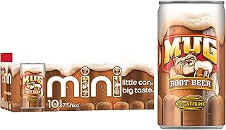 Mug Root Beer Soda, 7.5 Ounce Mini Cans, 10 Pack