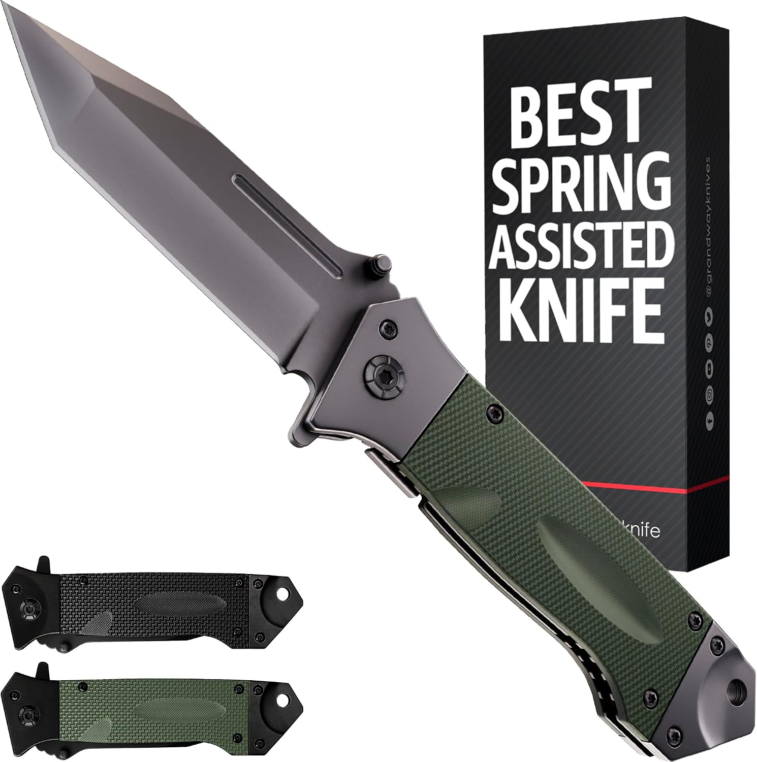 Spring Assisted Heavy Duty Pocket Knife for Men - 3.5" Tanto Sharp Blade - Folding Tactical Self Defense Japanese Knives with Portable Clip - for Hunting Camping Military Survival Work EDC 6688
