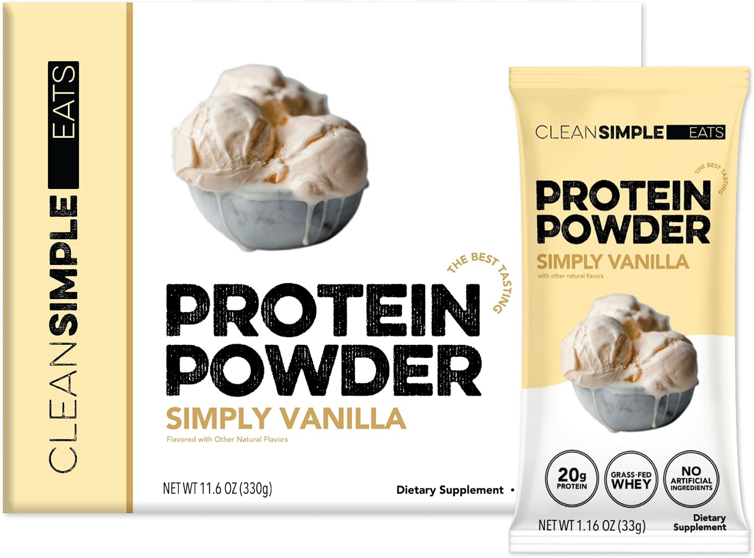 Clean Simple Eats Whey Isolate Protein, Simply Vanilla, 10 Stick Packs