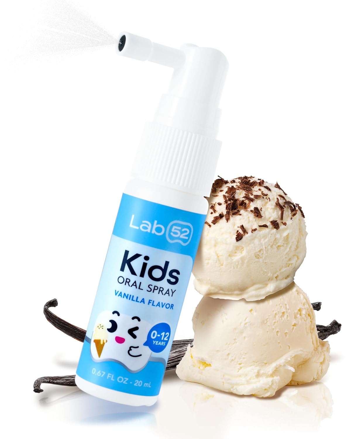 LAB52 Kids Oral Spray, Toddler Toothpaste Helper for Cavity Repair and Fresh Breath, Children Anticavity with Fluoride Free for Newborn to Preschoolers, Xylitol Vanilla Flavor