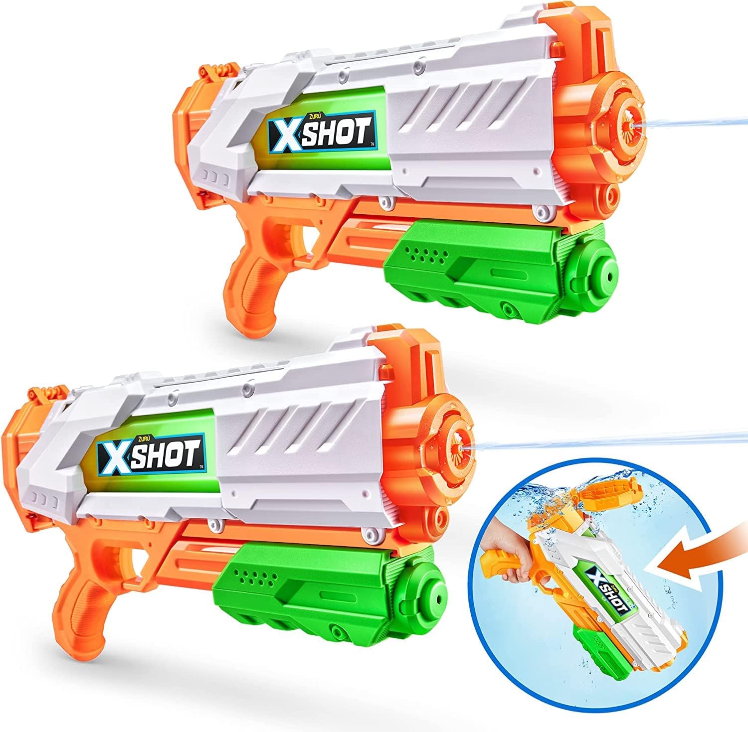 XSHOT Medium Water Blaster (2 Pack) - Fast-Fill Watergun, Fills in 1 Second!