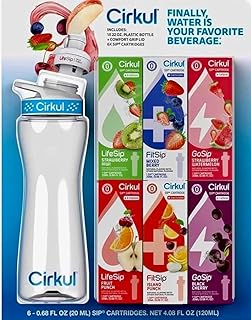 Water Bottle Starter Kit, 22 Oz Bottle With 6 Flavor Cartridges (Strawberry Kiwi, Mixed Berry, Strawberry Watermelon, Fruit Punch, Island Punch, Black Cherry)