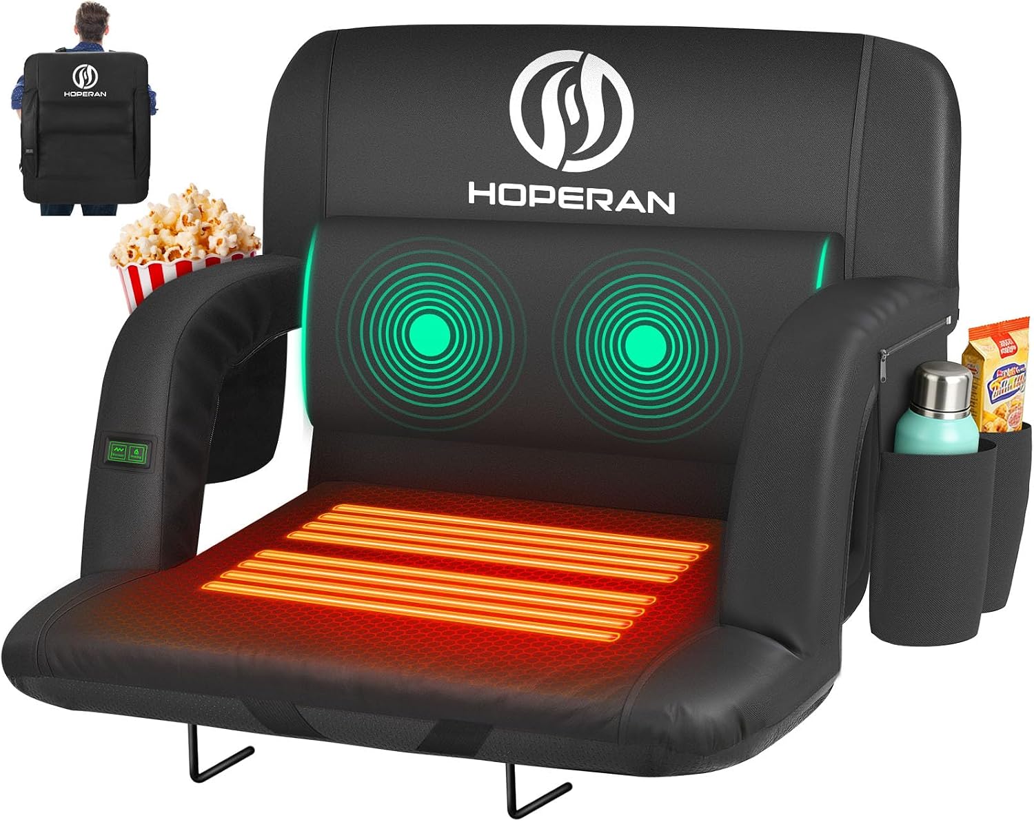 HOPERAN Massage Heated Stadium Seats for Bleachers, Dual Control, Portable