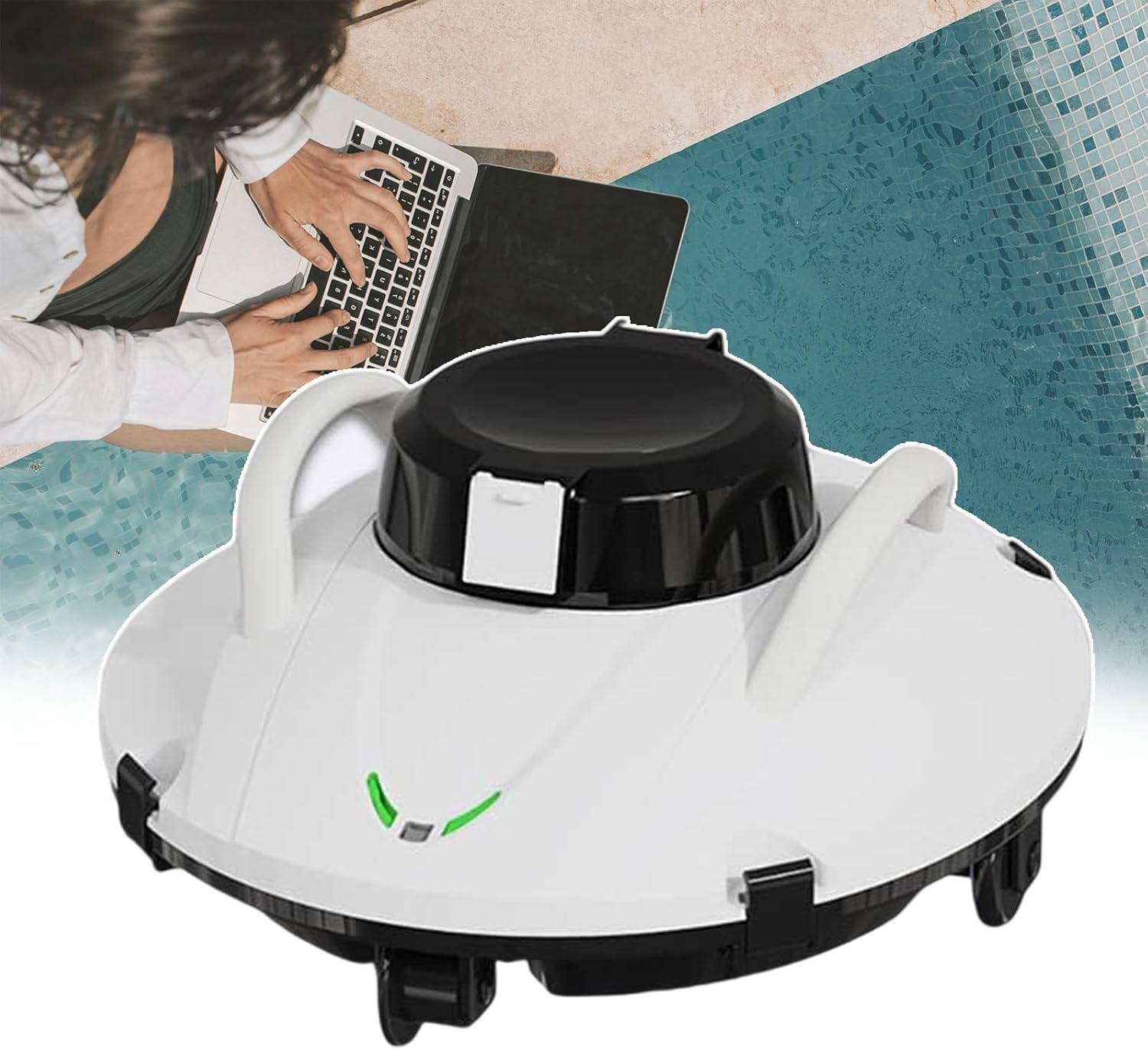 smafoseedding Fully Automatic Cordless Pool Vacuum Robot,Automatic Vacuum Cleaner,Pool Vacuum Cleaner,For Swimming Pools,Hot Tubs,Ponds, Spas,Automatically Dock When Battery Is Low