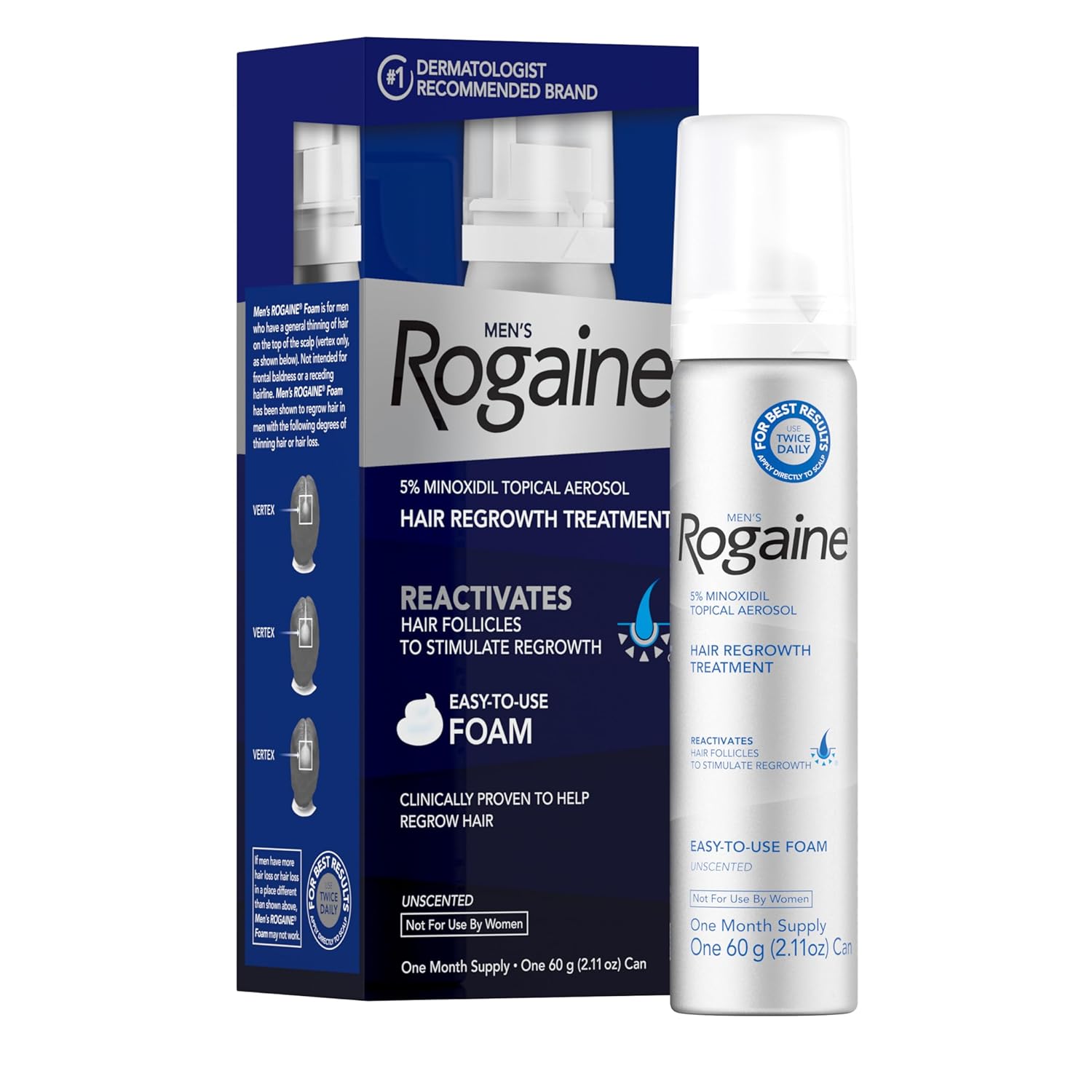 Men’s Rogaine 5% Minoxidil Topical Foam, One Month Supply