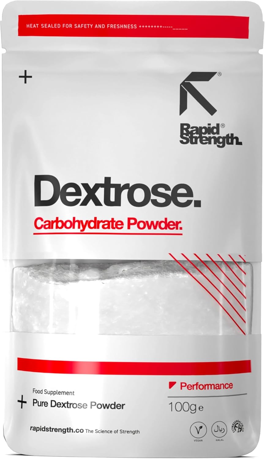 Rapid Strength Pure Dextrose Powder 100g - Pure Source of Glucose and Carbohydrates - Sugar Replacement Sweetener for Shakes or Baking - Dextrose Powder Supplement - Non-GMO, Gluten Free