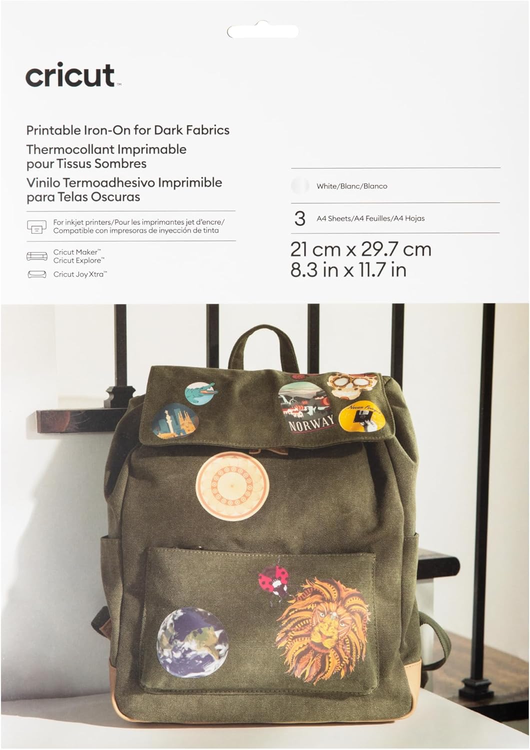 Cricut™ Printable Iron-On for Dark Fabrics – A4 (3 ct)
