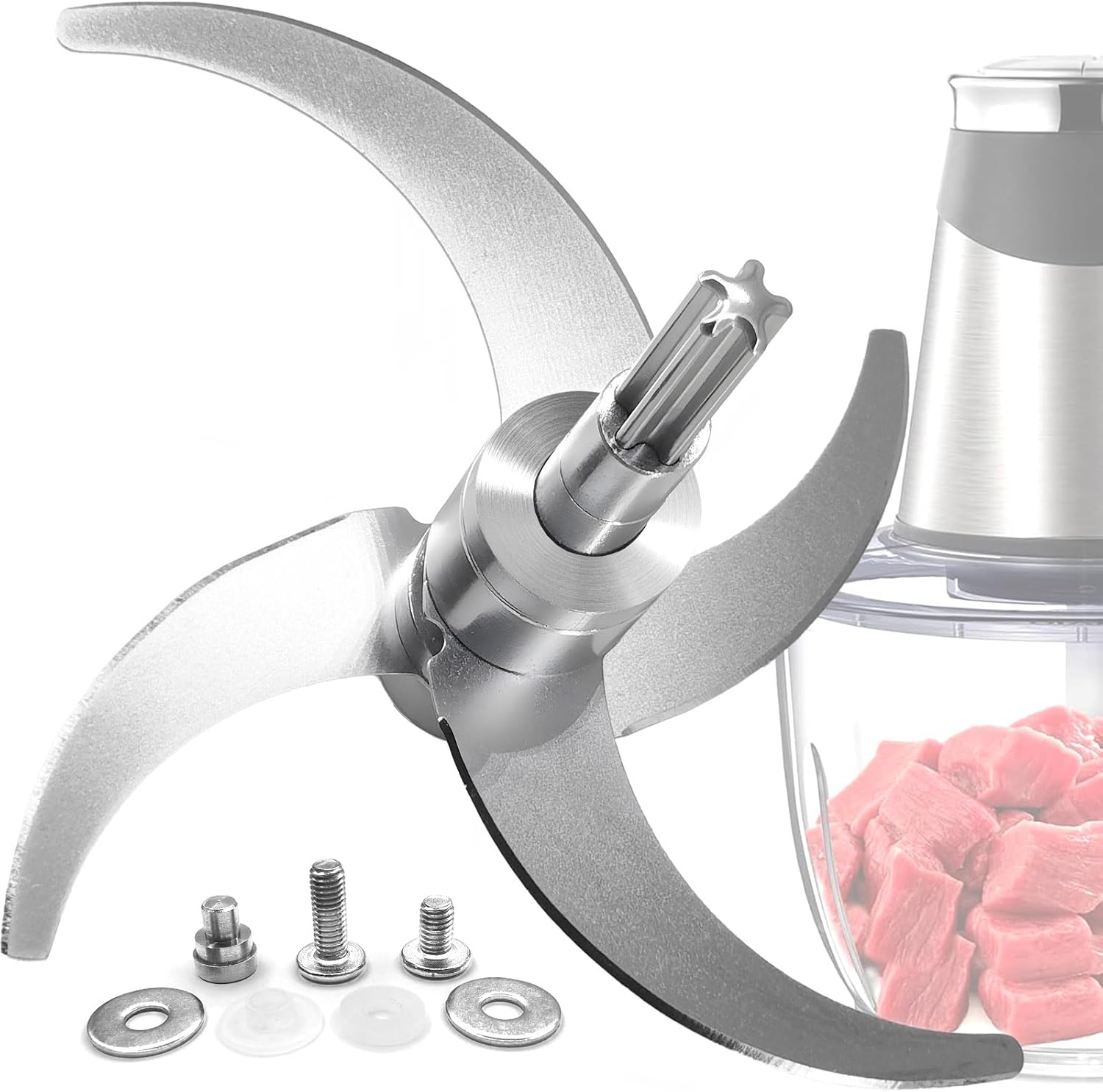 All Stainless Steel Food Processor Blade, Universal 8 Cup Plastic-Free Chopper Part Compatible with Ganiza, KOIOS, Syvio, Kitchen in the box, Homeasy and Most 8 Cup/2L Bowls