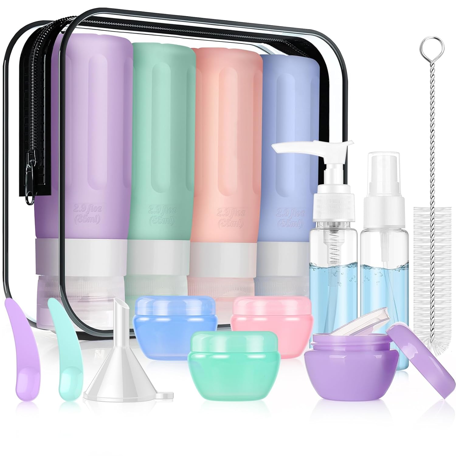 16 Pcs Silicone Bottles Set, Leak-Proof Design, Travel Size, TSA Approved for Toiletries, Portable Containers and Best Gifts for Women (BPA Free)