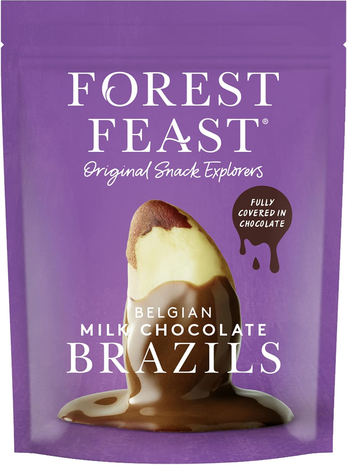 FOREST FEAST Belgian Milk Chocolate Brazil Nuts 8 x 120g | Natural Gluten Free Snack Coated in Milk Chocolate, High Protein, High Fibre Whole Brazil Nuts