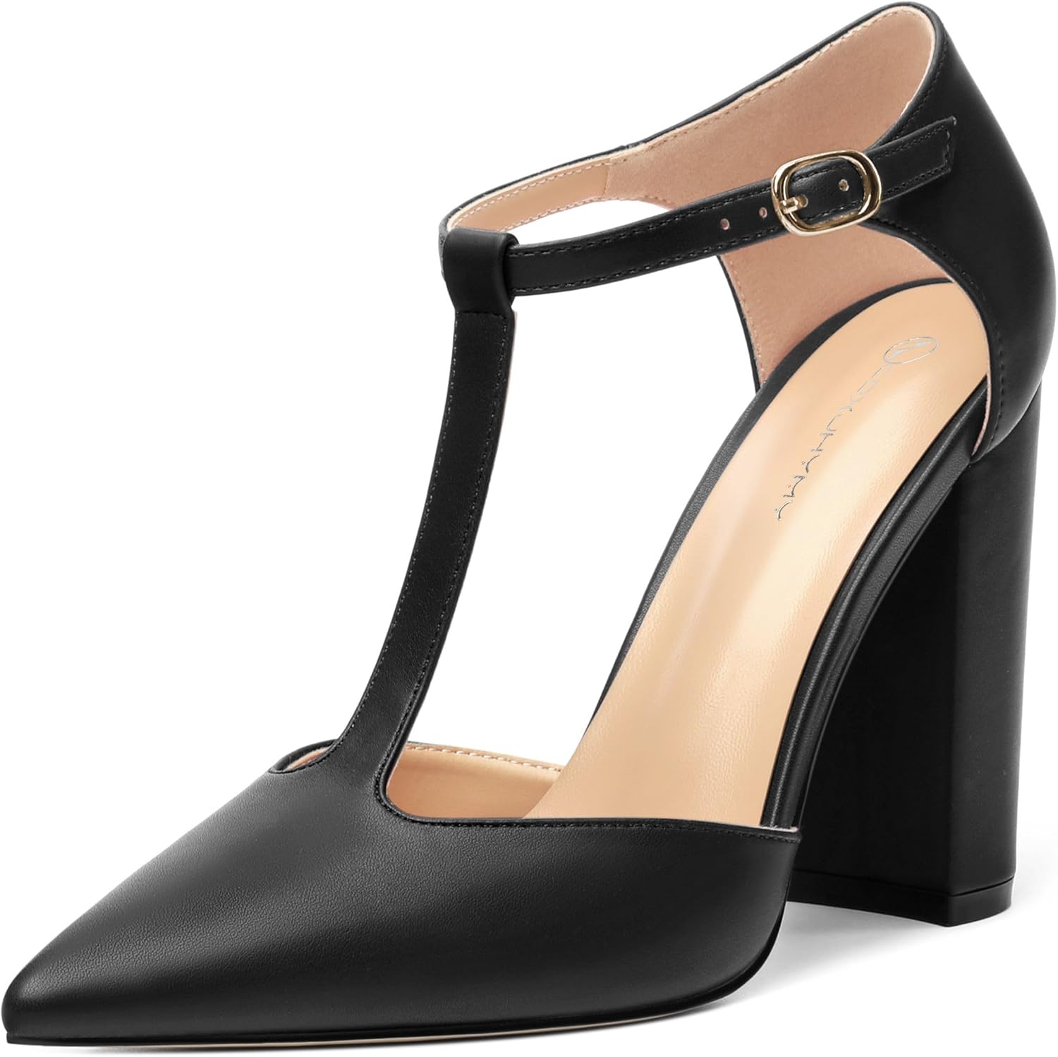 Women's High Heel Pumps, Simple Classic T-Strap Pointed Toe Dress Shoes,Party Dress Sandals3.9
